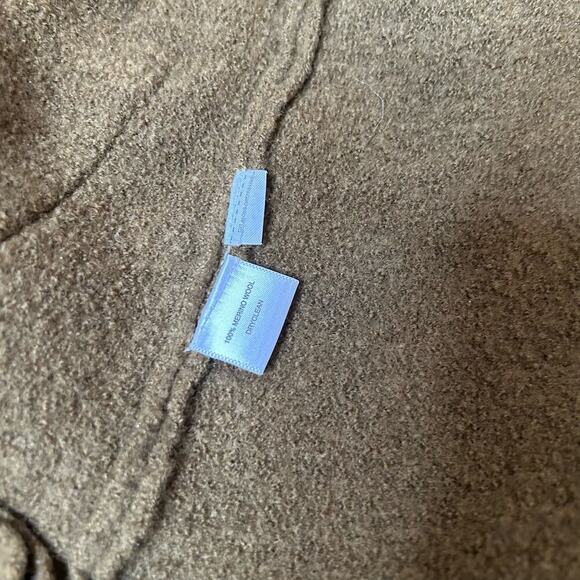 LOFT Merino Wool Jacket ruffle edges olive green zip up pockets career SZ M PT - Picture 8 of 10